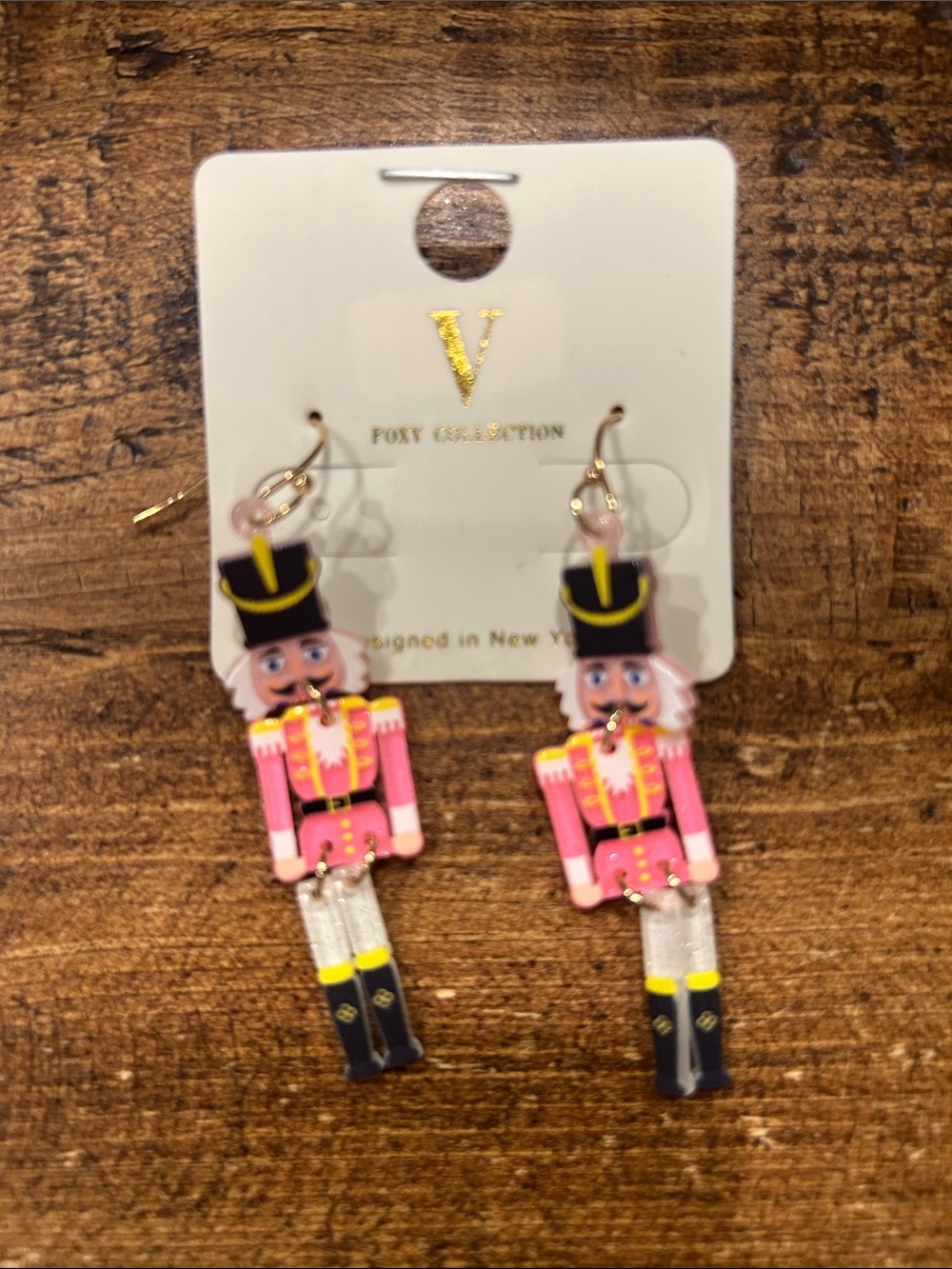 Pink Nutcracker dangle French hook jointed Earrings new!